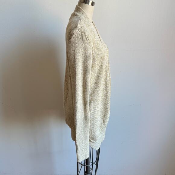 DIANE VON FURSTENBURG Fausta Drop Down Cardigan Sweater Ivory Gold Metallic Knit - Picture 4 of 10